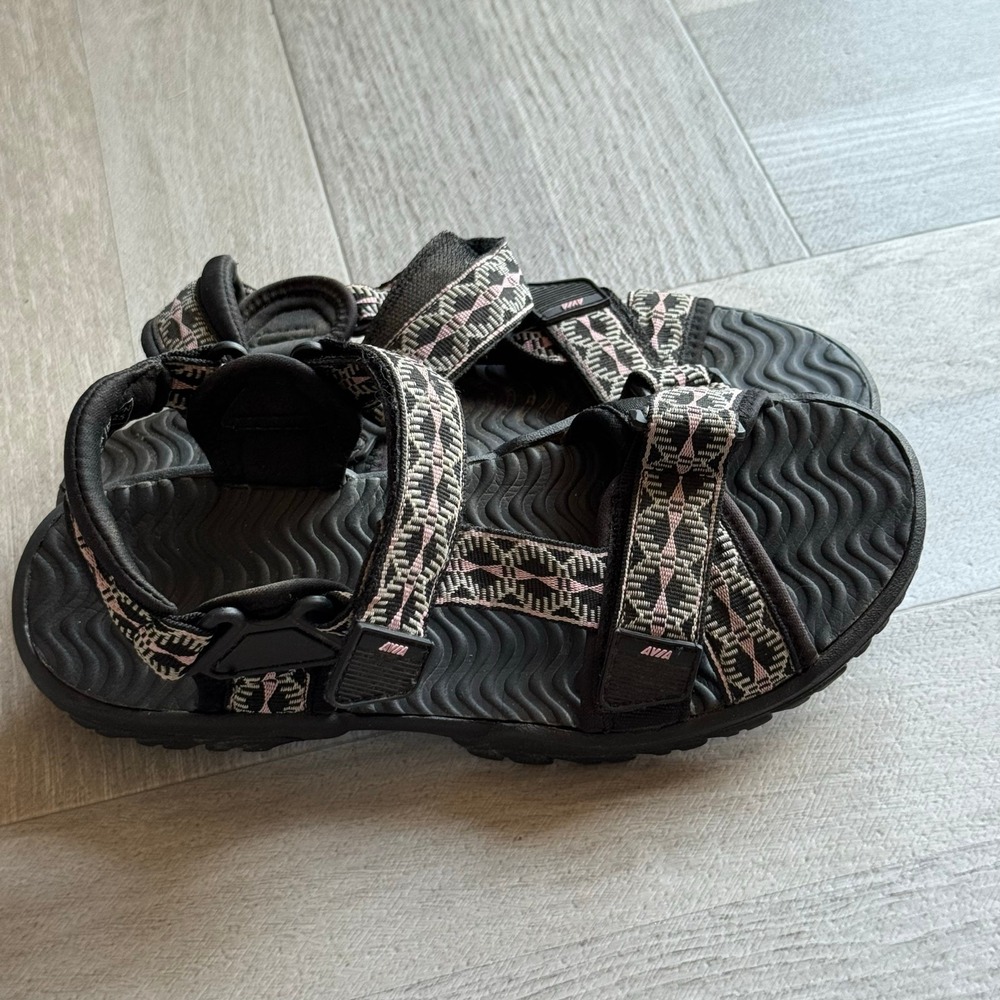 Avia Sport Sandals Black Pink Pattern Adjustable Strap Comfortable Shoes Size 8
